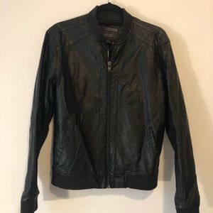 Faux Leather Bomber Jacket